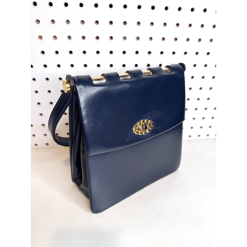 Vintage | Coblentz Original Navy Blue Leather Handbag Made in France, 1950s–60s